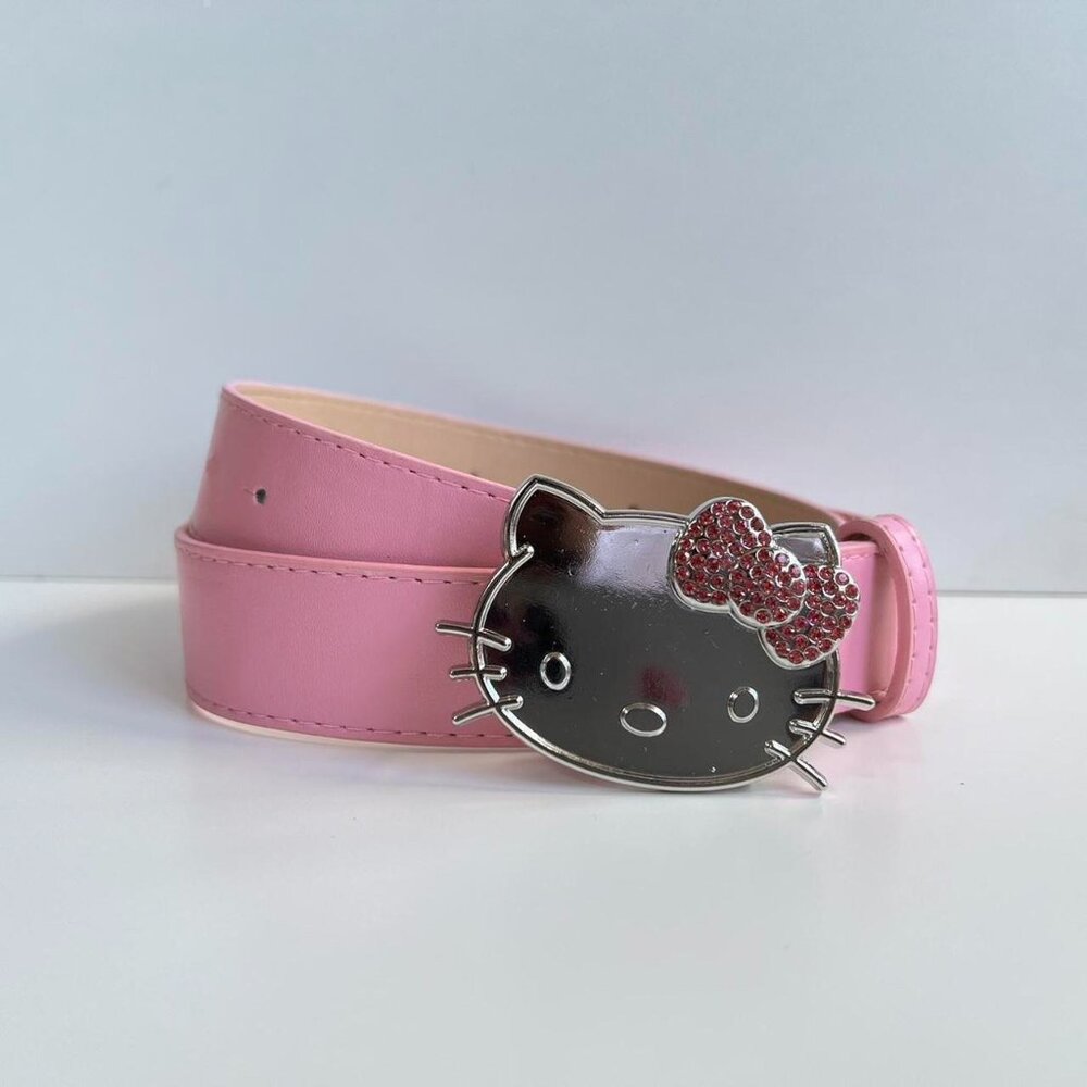 y2k 2000s Hello Kitty rhinestone crystal pink grunge goth emo punk belt - Picture 4 of 8